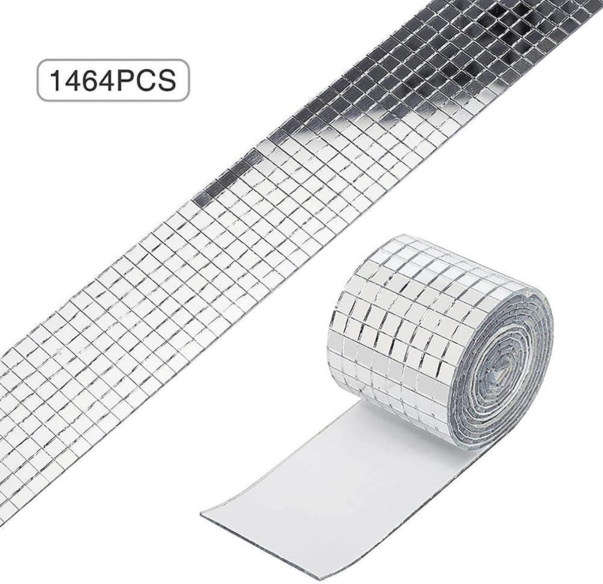 Allecto Plus - Self-Adhesive Glass Mirror Mosaic Tiles - 3 Pieces - Square Sticker - Craft Decoration - Party Decoration - Silver - 100cm - Image 2