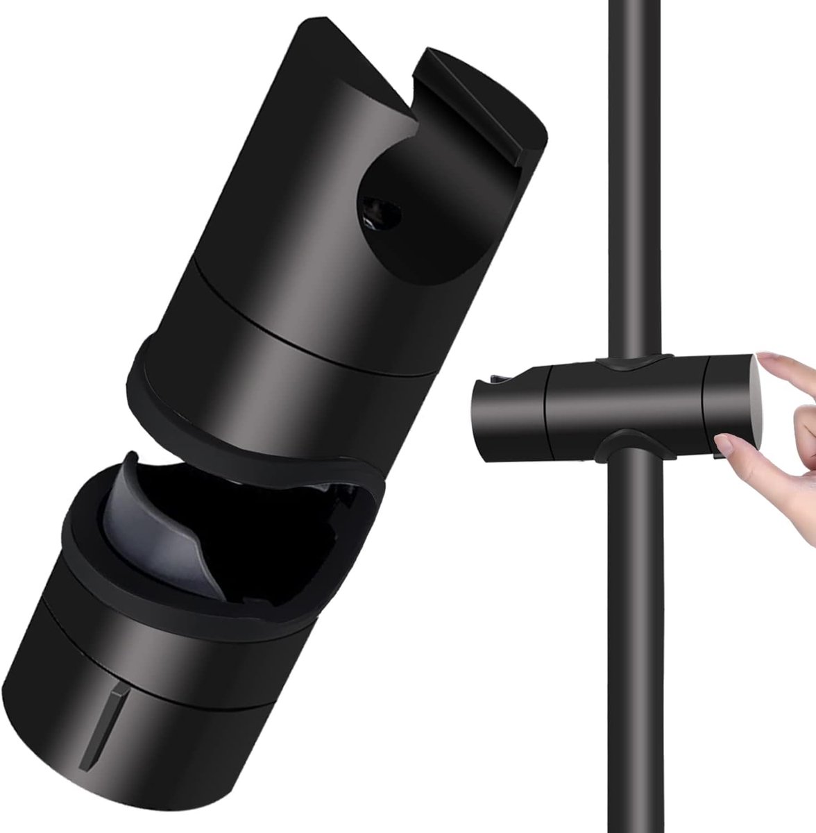 Shower holder - Shower head holder - Shower head - Adjustable shower head holder - Universal black shower head holder - Shower head holder - Hand shower – Hand shower holder - For shower rods 20-25 mm - Shower head holder - Black - Image 1