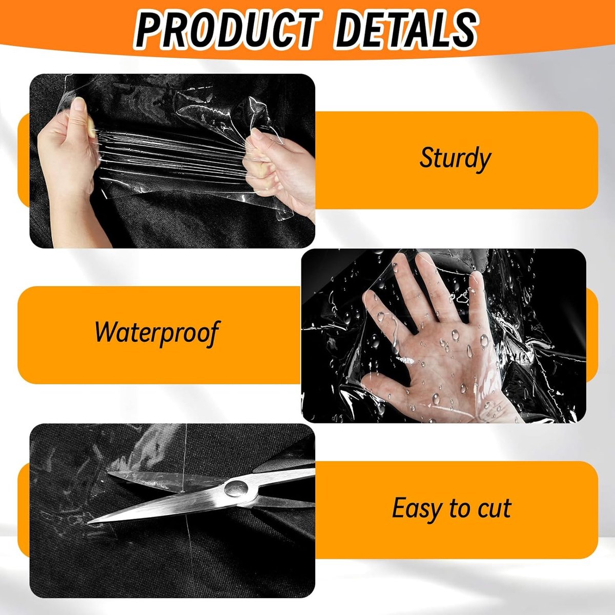 Window Film - Thermal Insulation for Windows - Window Film Insulation Sealing Set - Winter Window Insulation Set - Window Insulation Film - Winter Insulation Window Covering Set - Self-Adhesive - with Velcro - for windows and skylights - transparent - 188 - Image 3