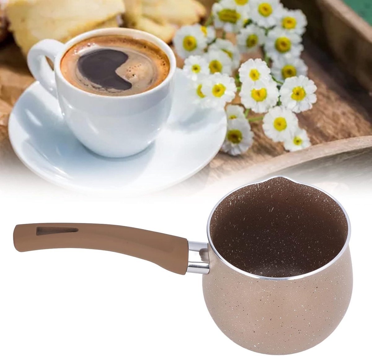 coffee pot - milk pan - non-stick milk pan - 10 cm small pan - insulated soup pot - mini milk pan - aluminum alloy - burn-resistant - Image 1
