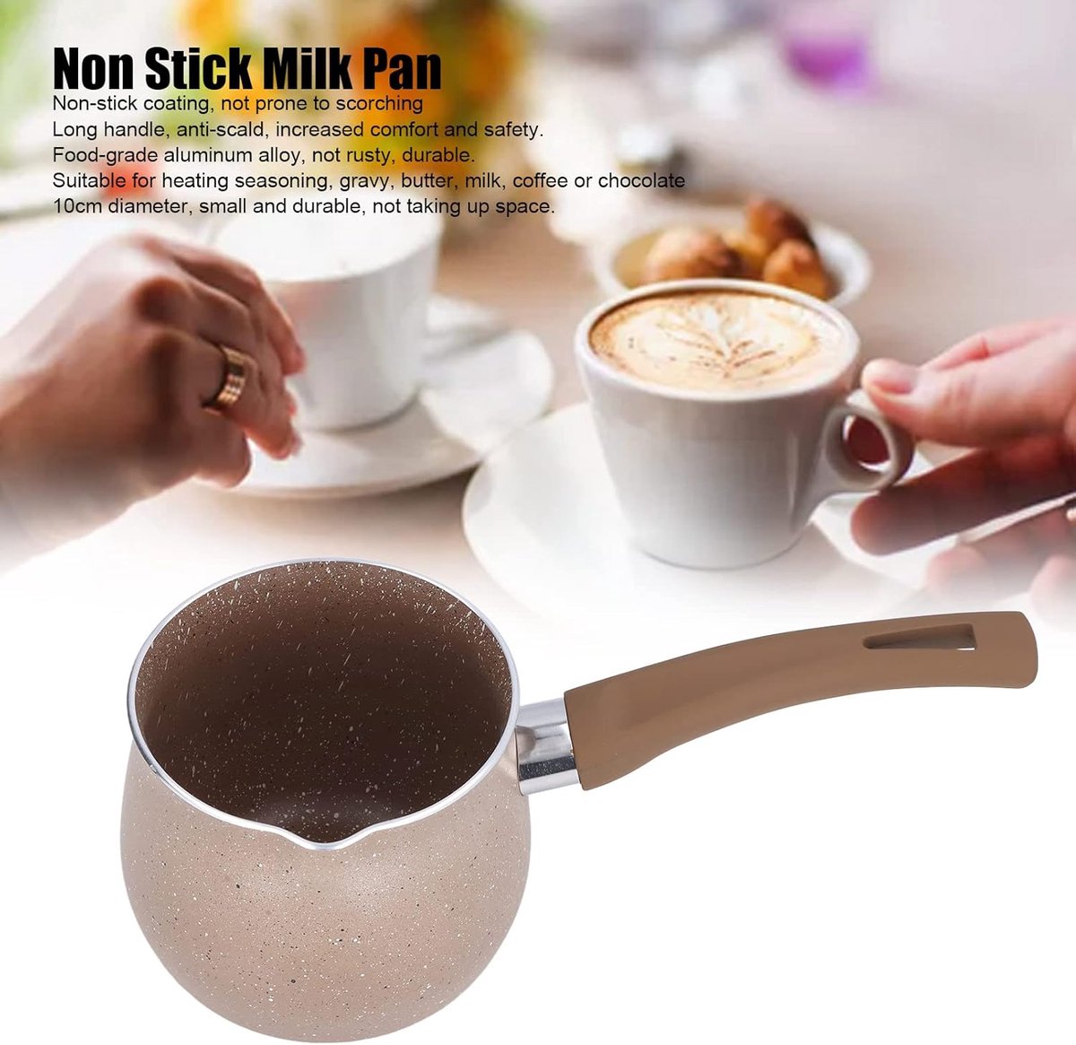 coffee pot - milk pan - non-stick milk pan - 10 cm small pan - insulated soup pot - mini milk pan - aluminum alloy - burn-resistant - Image 2