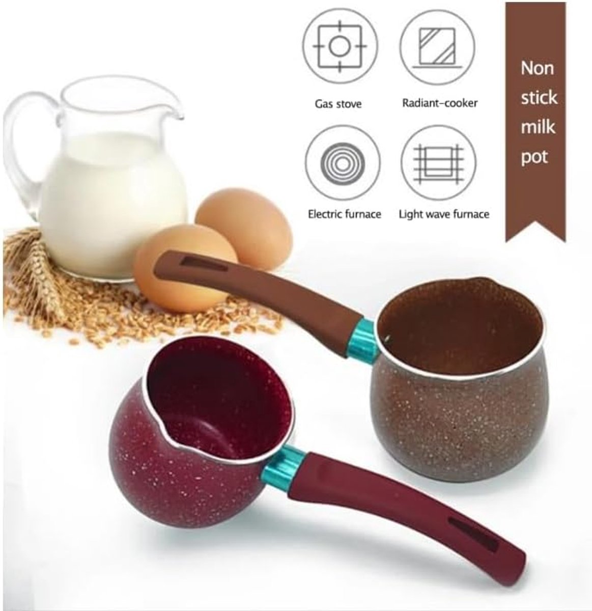 coffee pot - milk pan - non-stick milk pan - 10 cm small pan - insulated soup pot - mini milk pan - aluminum alloy - burn-resistant - Image 3