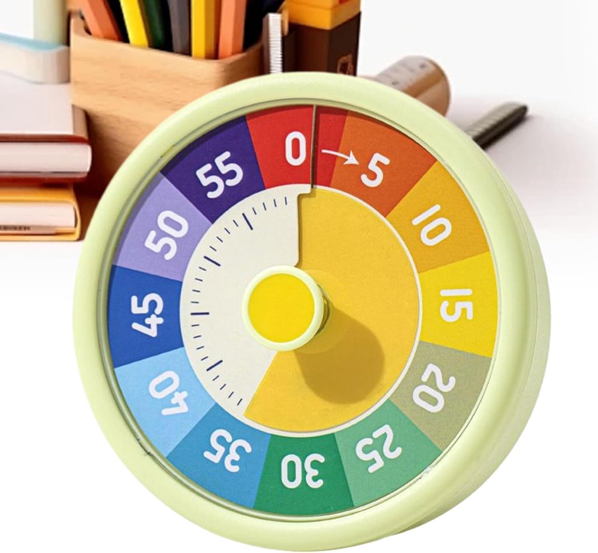 Timer - Visual timer - Visual countdown - 60-minute countdown timer - Countdown clock - Kitchen timer - Pomodoro timer - Silent time management - for fitness, studying, time management, cooking - 10.3*10.3*4.5 cm - green - (Battery not included) - Image 1