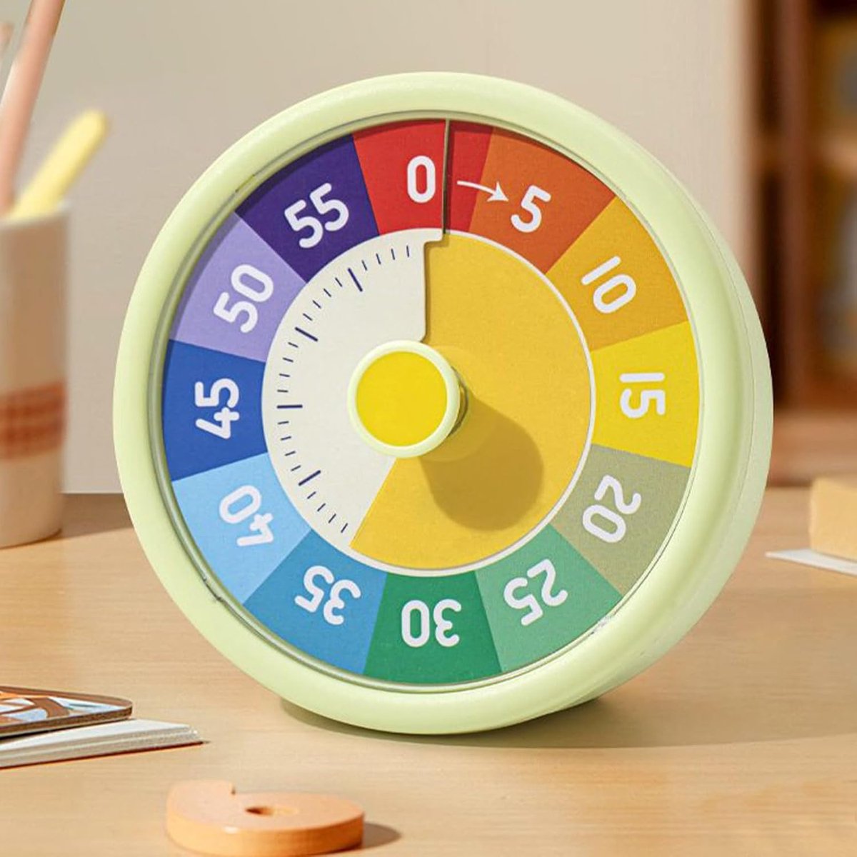 Timer - Visual timer - Visual countdown - 60-minute countdown timer - Countdown clock - Kitchen timer - Pomodoro timer - Silent time management - for fitness, studying, time management, cooking - 10.3*10.3*4.5 cm - green - (Battery not included) - Image 2