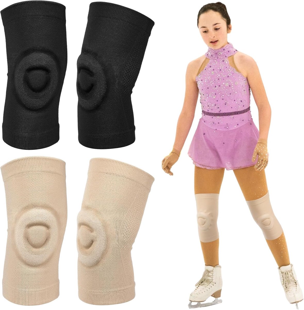 pairs of figure skating knee pads - gel dance knee pads - Knee Arthritis size M - Knee pain - Knee heating - cushioning and support - breathable material for dancing skating women girls men - Image 1