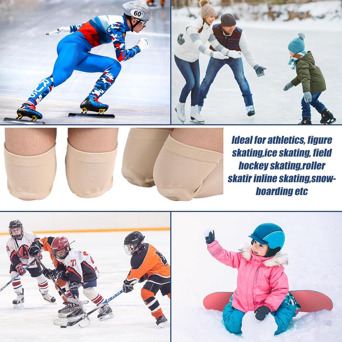 pairs of figure skating knee pads - gel dance knee pads - Knee Arthritis size M - Knee pain - Knee heating - cushioning and support - breathable material for dancing skating women girls men - Image 4