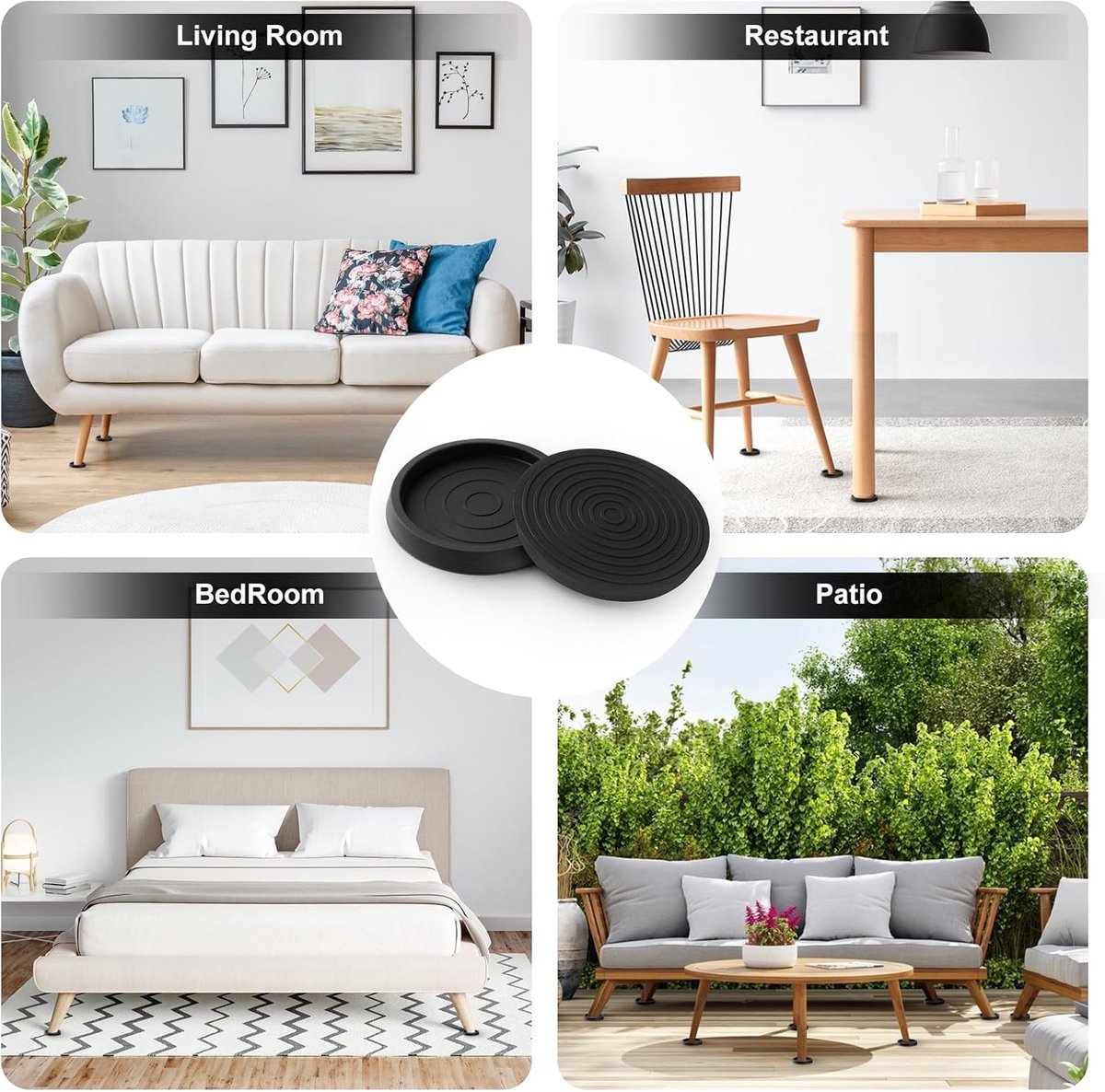 8 pieces - Furniture mats - 76*76*9 mm - 6.3 cm round furniture mat - anti-slip furniture protectors - rubber furniture protectors - for hardwood floors - floor protectors - for beds, cabinets, sofas, chairs and tables - black - Image 6