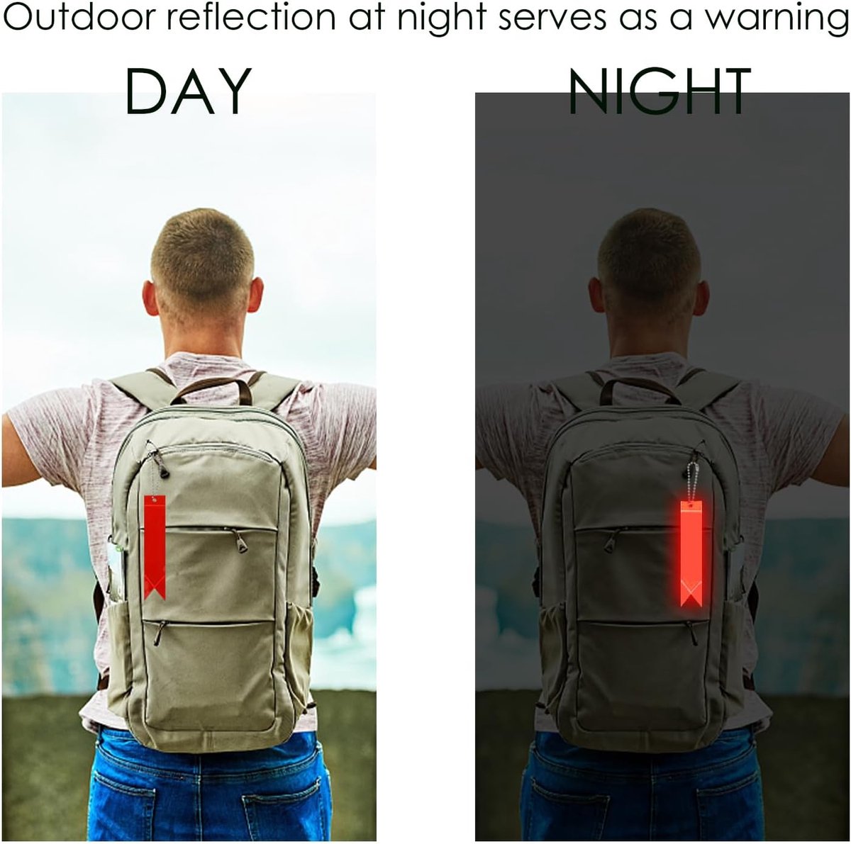 12 pieces - Reflective hangers - Reflective strips - Backpack hangers - children's school bag hanger - keychain - safety warning hanger - suitable for cycling, walking and running - 15 cm - Image 3
