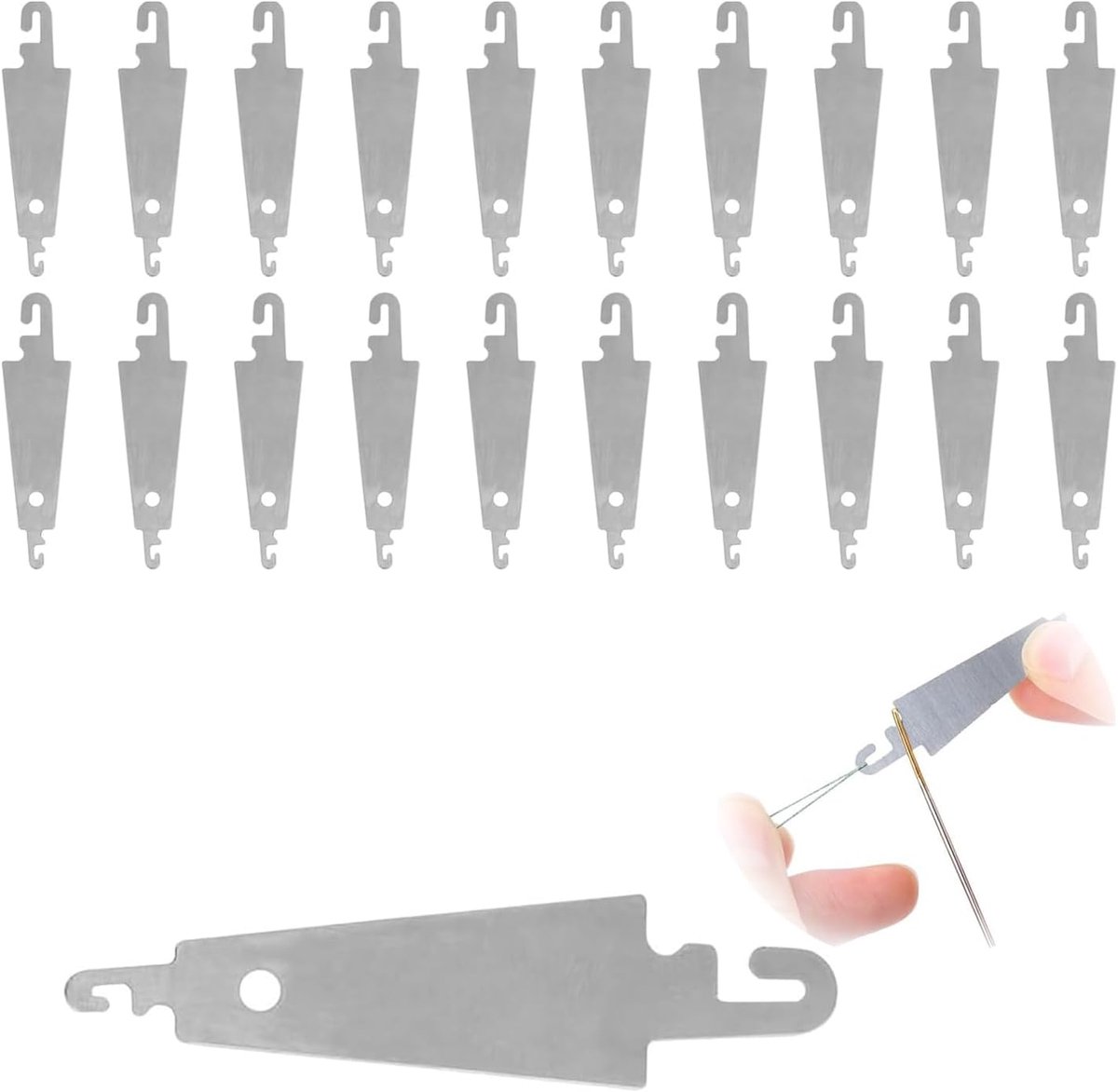 20 pieces - Needle threader - Seam guide - Sewing aid - stainless steel hook needle threader - embroidery and cross-stitch needle threading tool - hand sewing machine DIY tool - sewing tools - sewing accessories - for large eye needles - 50*12 mm - Image 1
