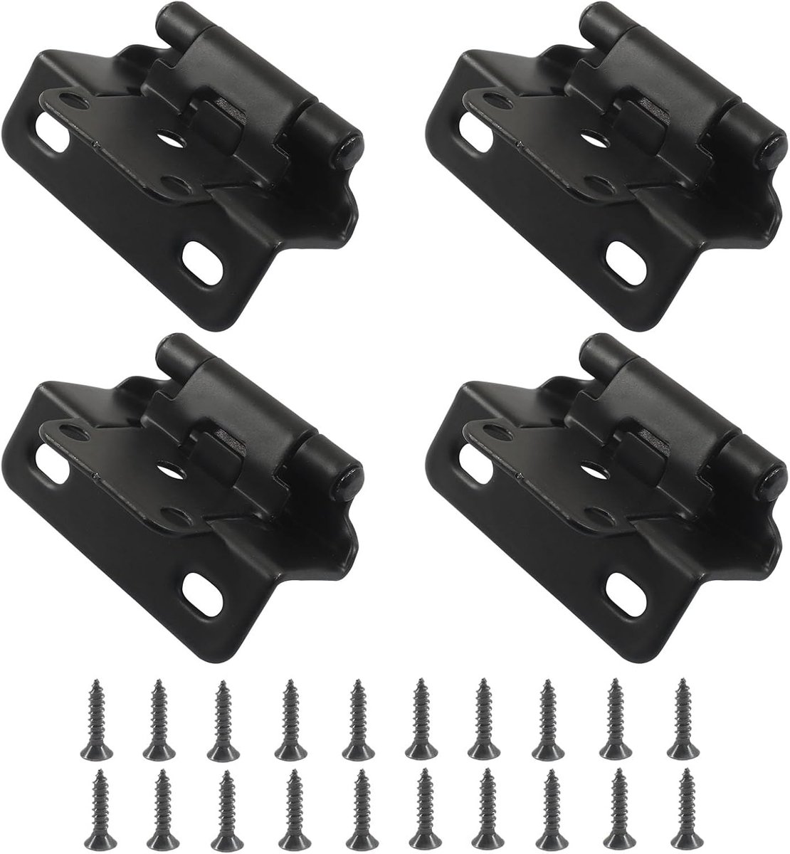 pieces - Hinges - Kitchen cabinet hinges - Cabinet door hinges - Furniture hinges - Flap hinge - Interior door hinges - surface-mounted hinges for kitchen cabinets - semi-concealed cabinet hinges - with screws - for cabinet doors, cabinets - black - Image 1