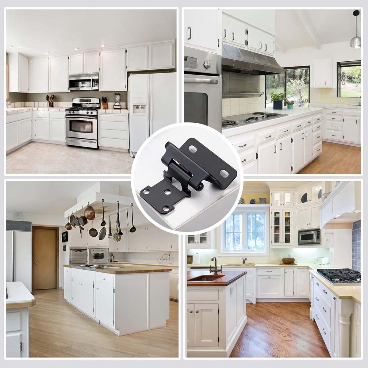 pieces - Hinges - Kitchen cabinet hinges - Cabinet door hinges - Furniture hinges - Flap hinge - Interior door hinges - surface-mounted hinges for kitchen cabinets - semi-concealed cabinet hinges - with screws - for cabinet doors, cabinets - black - Image 2