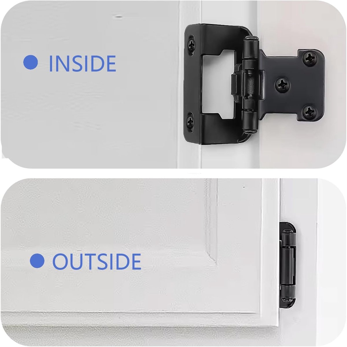 pieces - Hinges - Kitchen cabinet hinges - Cabinet door hinges - Furniture hinges - Flap hinge - Interior door hinges - surface-mounted hinges for kitchen cabinets - semi-concealed cabinet hinges - with screws - for cabinet doors, cabinets - black - Image 4