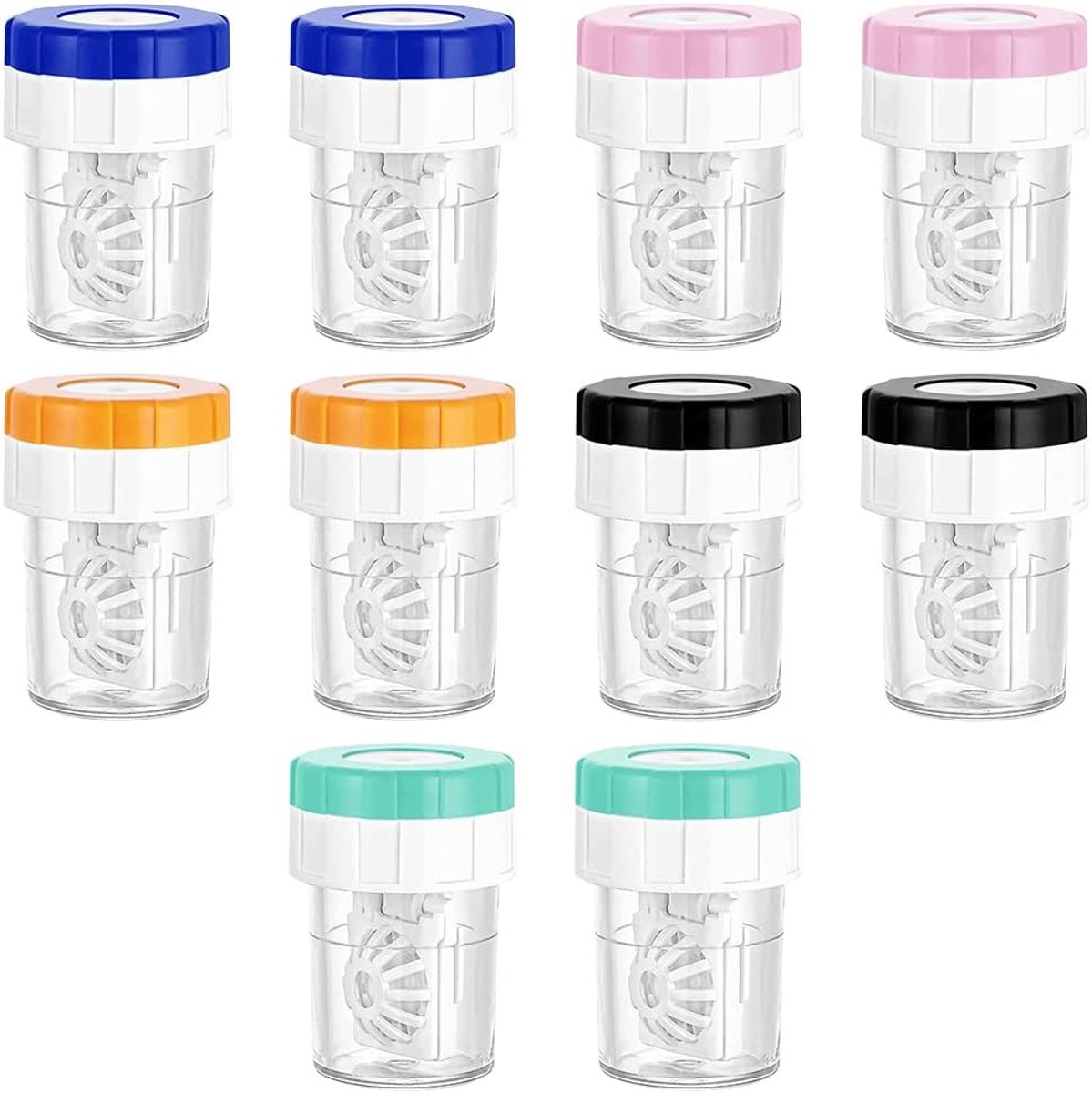 Lens case - 10 pieces - Contact lens holder - lens cleaning container - portable contact lens cleaner - contact lens cleaner - contact lens container cleaner - contact lens case - plastic - Manual contact lens cleaner - Travel storage set - Image 1