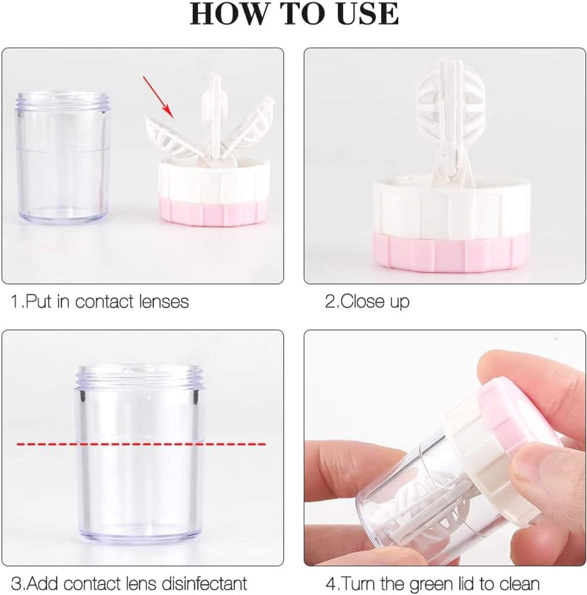 Lens case - 10 pieces - Contact lens holder - lens cleaning container - portable contact lens cleaner - contact lens cleaner - contact lens container cleaner - contact lens case - plastic - Manual contact lens cleaner - Travel storage set - Image 6