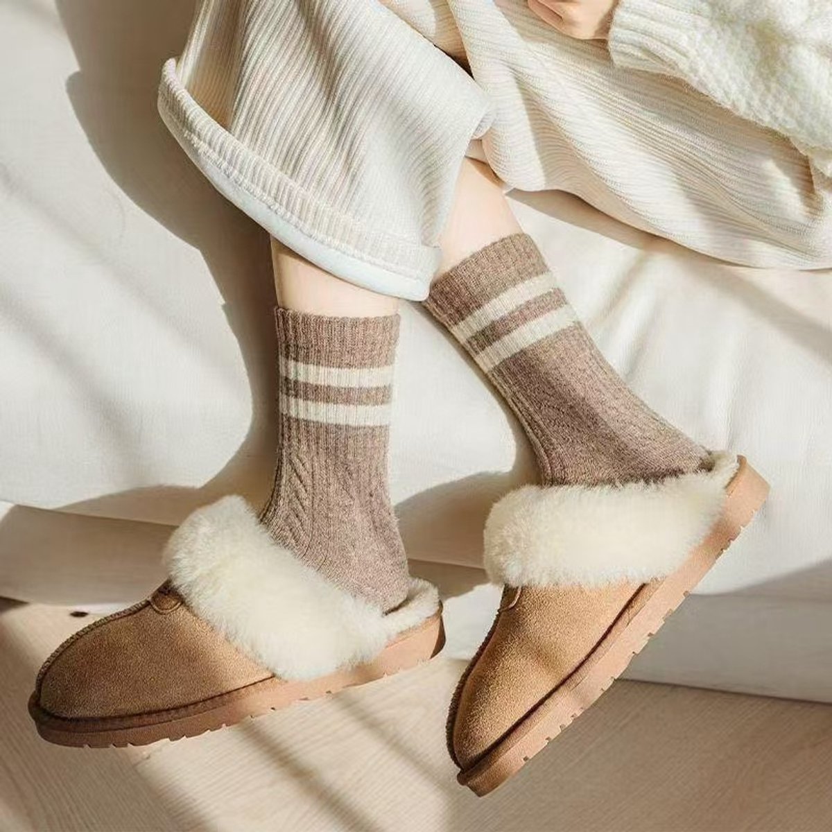 Pairs of Socks - Women's Socks - House Socks - Women's Socks Size 36/40 - Warm Socks - Knitted Socks - Warm Winter Socks - Autumn and Winter Socks - Comfortable Fashion Striped Athletic Socks - Stockings - Soft, Absorbent, Breathable - Image 2