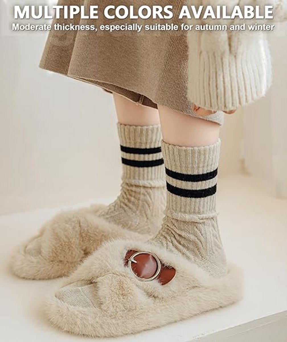 Pairs of Socks - Women's Socks - House Socks - Women's Socks Size 36/40 - Warm Socks - Knitted Socks - Warm Winter Socks - Autumn and Winter Socks - Comfortable Fashion Striped Athletic Socks - Stockings - Soft, Absorbent, Breathable - Image 5
