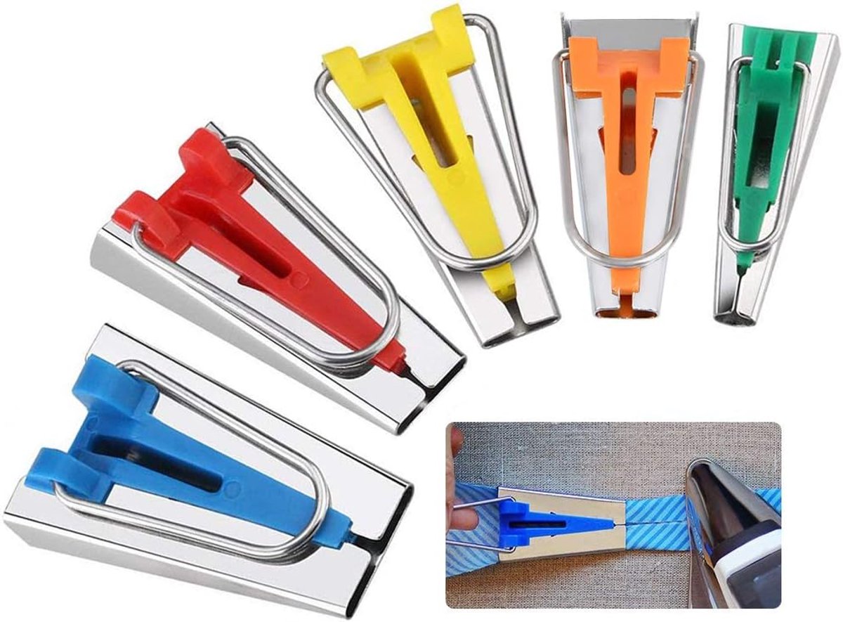 5-piece set - Bias Tape Maker Set - of 5 sizes (6 mm/9 mm/12 mm/18 mm/25 mm) - for sewing and quilting Bias tape - fabric bias tape maker Sewing machine tools - for DIY patchwork - Sewing machine accessories - Sewing tools - Image 1