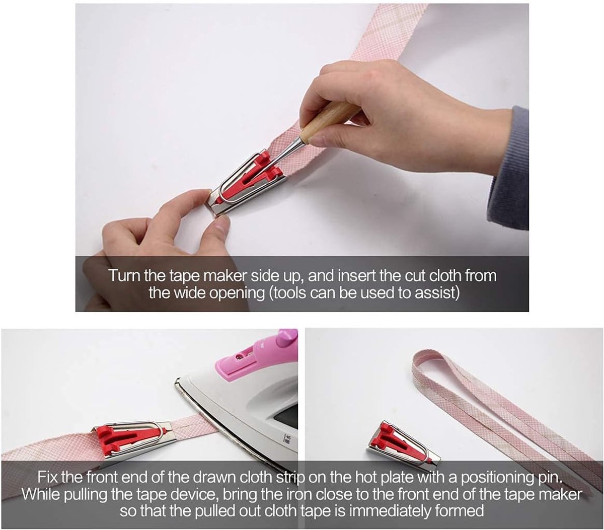 5-piece set - Bias Tape Maker Set - of 5 sizes (6 mm/9 mm/12 mm/18 mm/25 mm) - for sewing and quilting Bias tape - fabric bias tape maker Sewing machine tools - for DIY patchwork - Sewing machine accessories - Sewing tools - Image 6