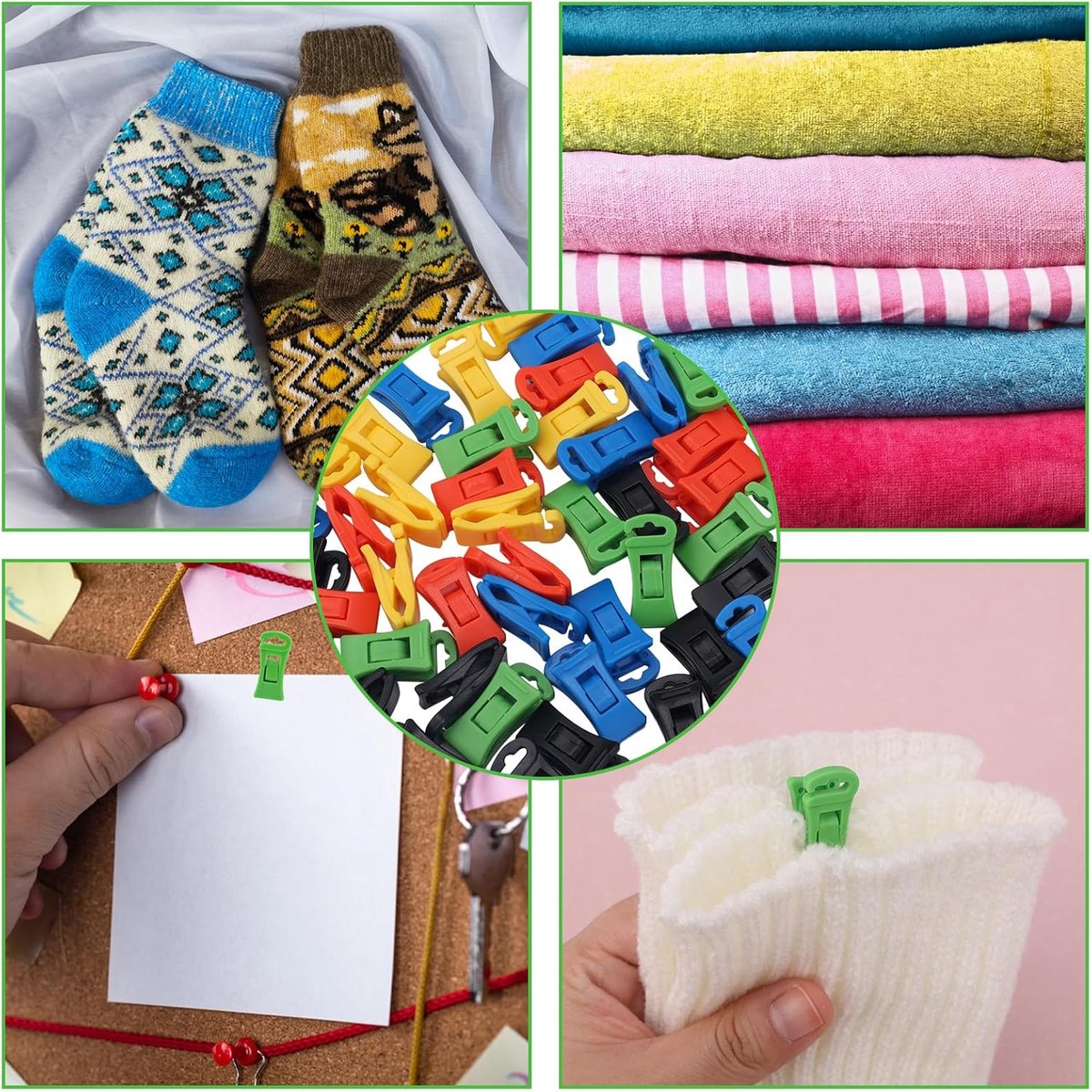 Sock dryer - 50 pieces - Sock clips - Pegs - Colorful sock clips - Plastic sock clamps - Anti-loss drying rack - Sock drying rack - Sock drying rack - Drying carousel - 5 colors - Image 5