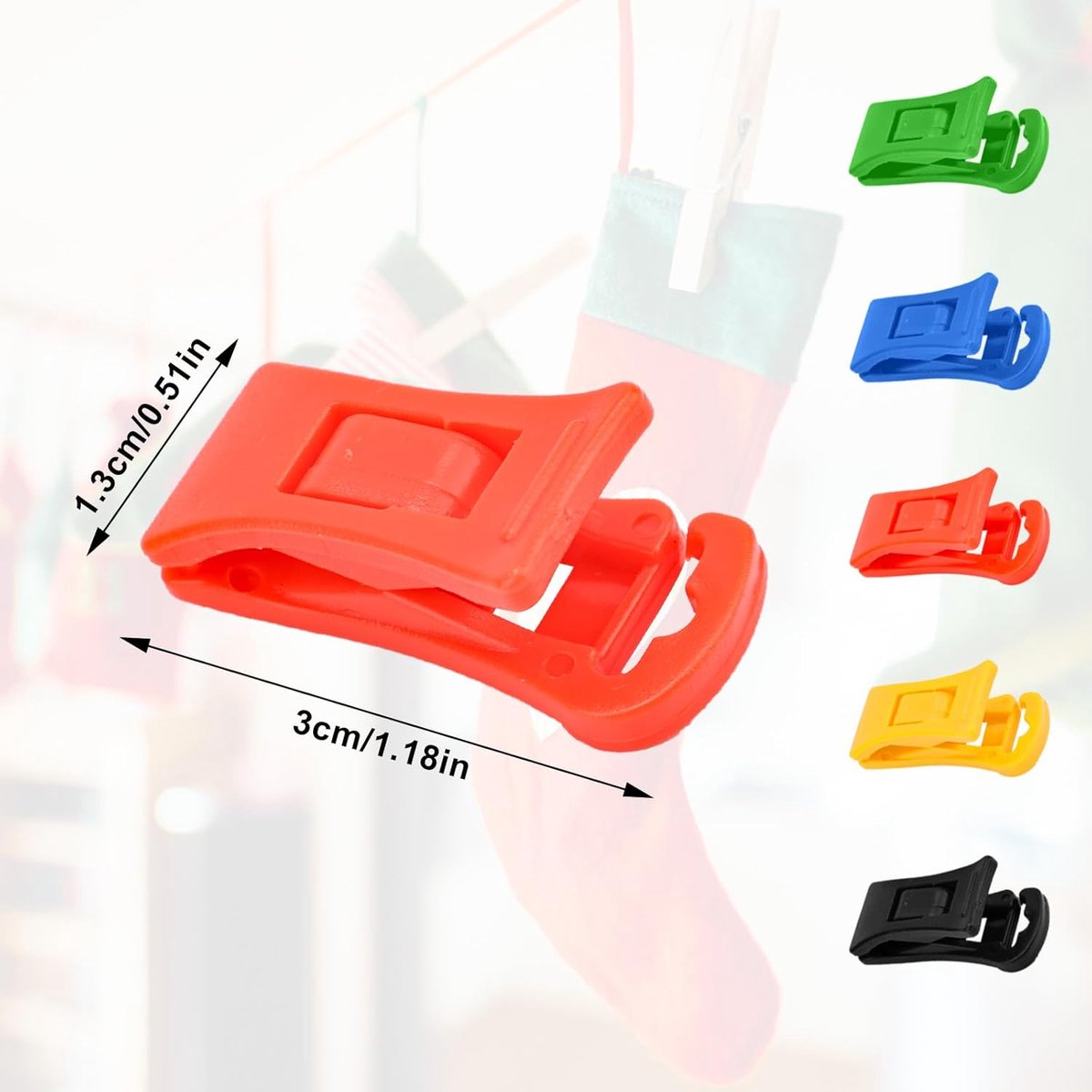 Sock dryer - 50 pieces - Sock clips - Pegs - Colorful sock clips - Plastic sock clamps - Anti-loss drying rack - Sock drying rack - Sock drying rack - Drying carousel - 5 colors - Image 6