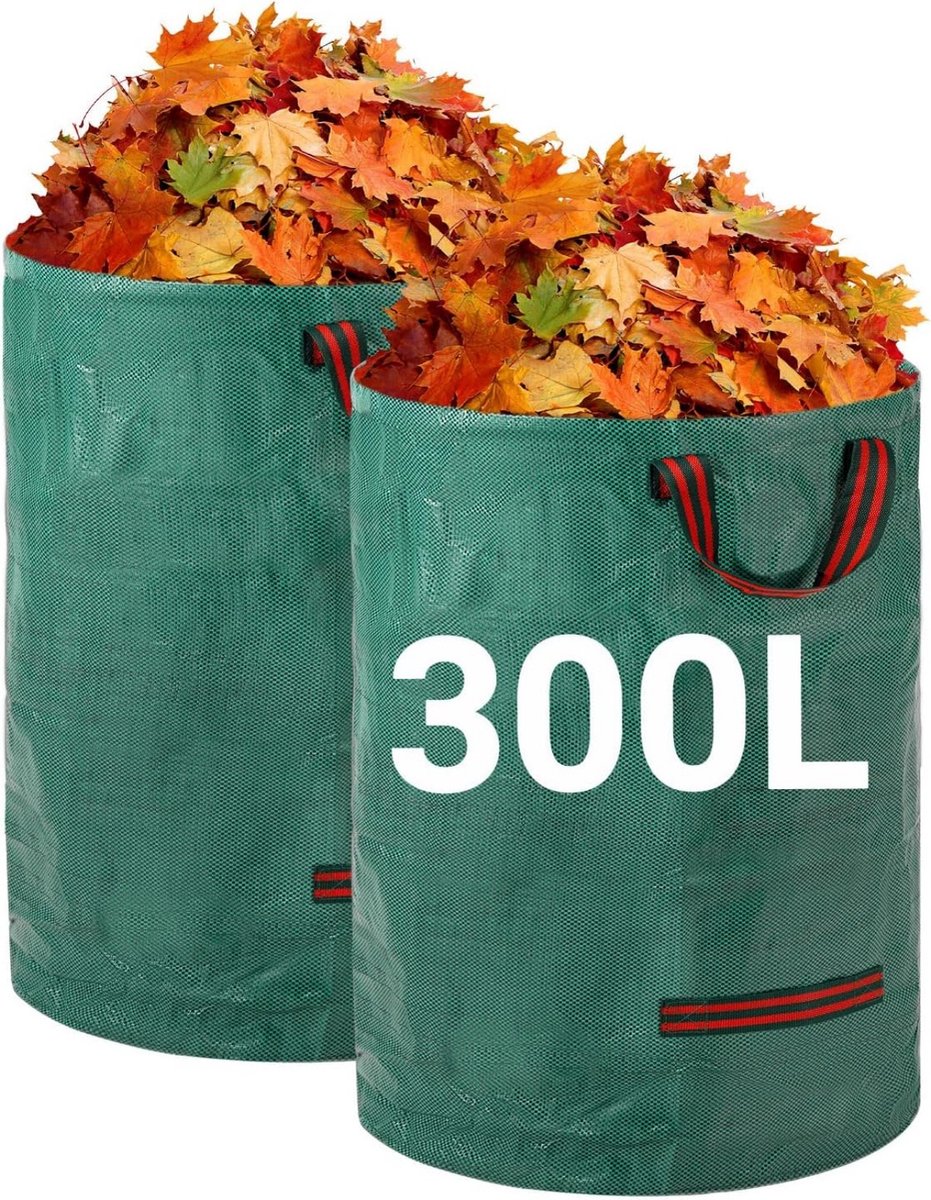 Heavy-duty garden waste bags - 300L - 67*67*84cm - 2 pieces - Reusable garden waste bags with handles - Industrial fabric - For leaf waste - Waterproof garden waste bags - Waterproof PP woven bags - Garden leaf bags - L - Image 1