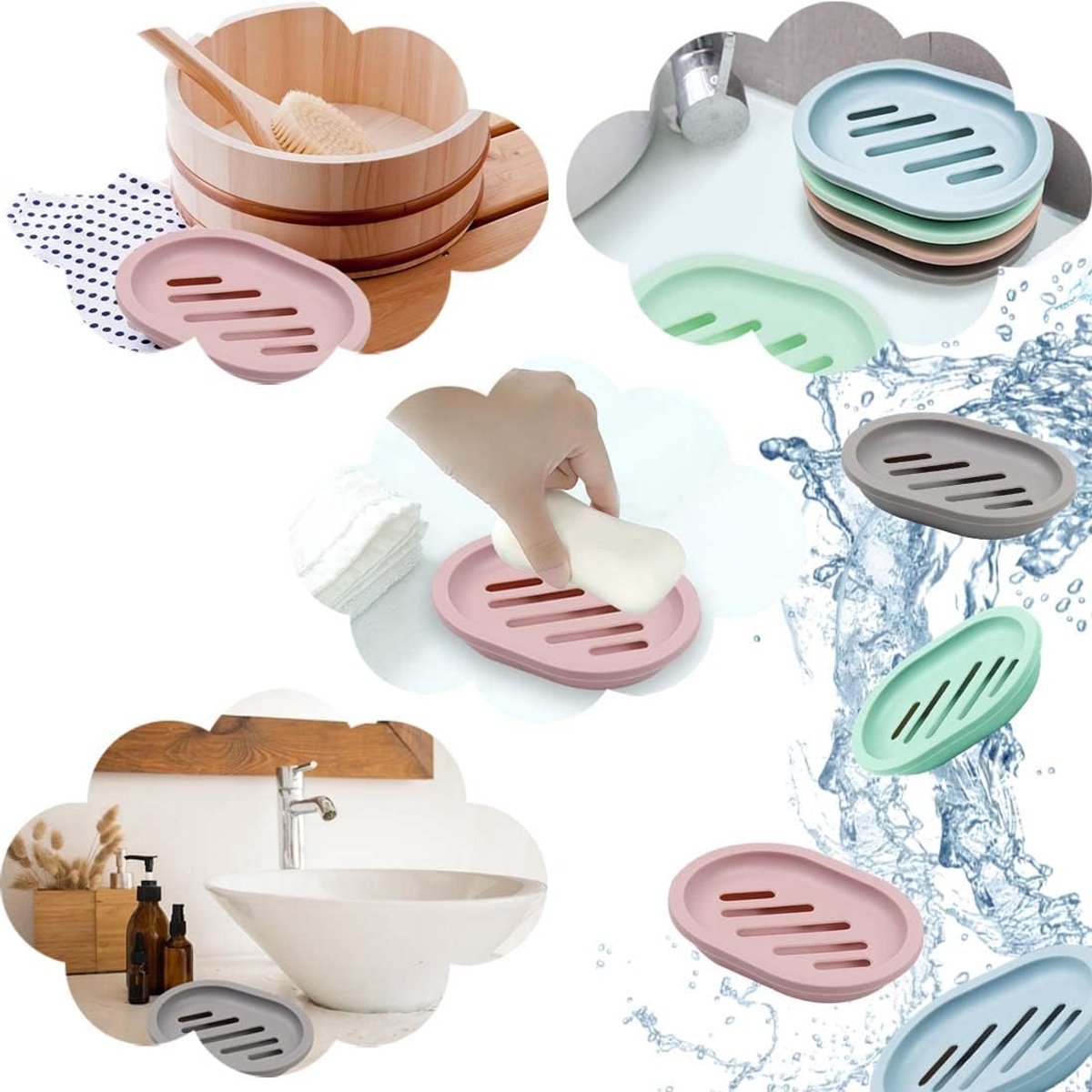 4-Piece Double-Layer Soap Holder - Soap Dish - Soap Holders - for Shower Soap Dish - Small Soap Dish - Portable Bar Soap Case - with Drain - Soap Dish - Plastic Soap Dish - for Bathroom Countertop, Kitchen, Toilet - Bathroom Accessories - Travel Soap Box - Image 3