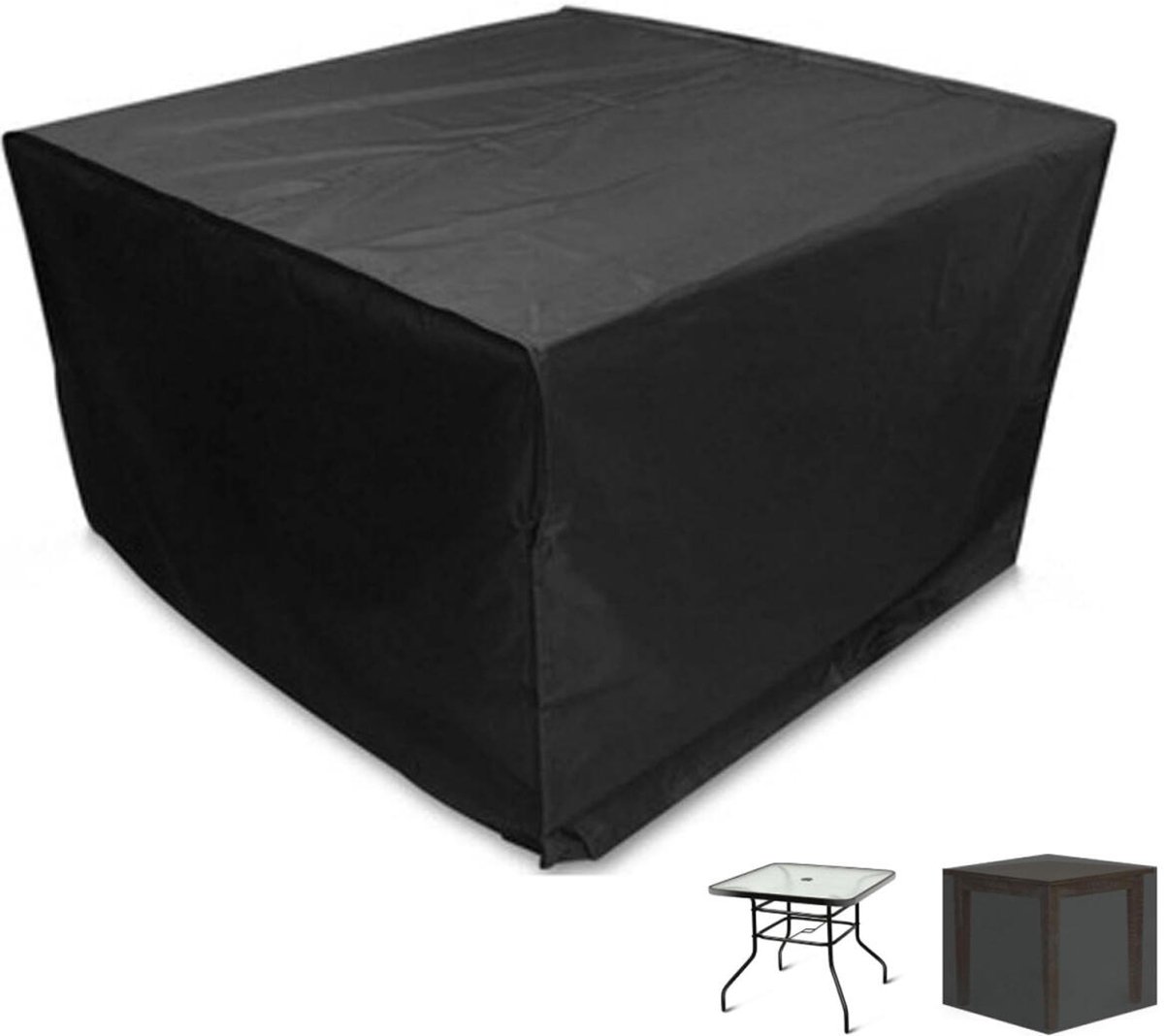 Garden Table Cover - 123*123*74 cm - Garden Furniture Cover - Square Garden Furniture Cover - Waterproof Garden Furniture Protective Cover - Waterproof Garden Table Cover - Dust Cover - Anti-UV - 210D Oxford Table Cover - for Garden, Gazebo, Balcony - Bla - Image 1