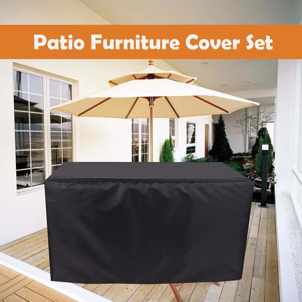 Garden Table Cover - 123*123*74 cm - Garden Furniture Cover - Square Garden Furniture Cover - Waterproof Garden Furniture Protective Cover - Waterproof Garden Table Cover - Dust Cover - Anti-UV - 210D Oxford Table Cover - for Garden, Gazebo, Balcony - Bla - Image 6