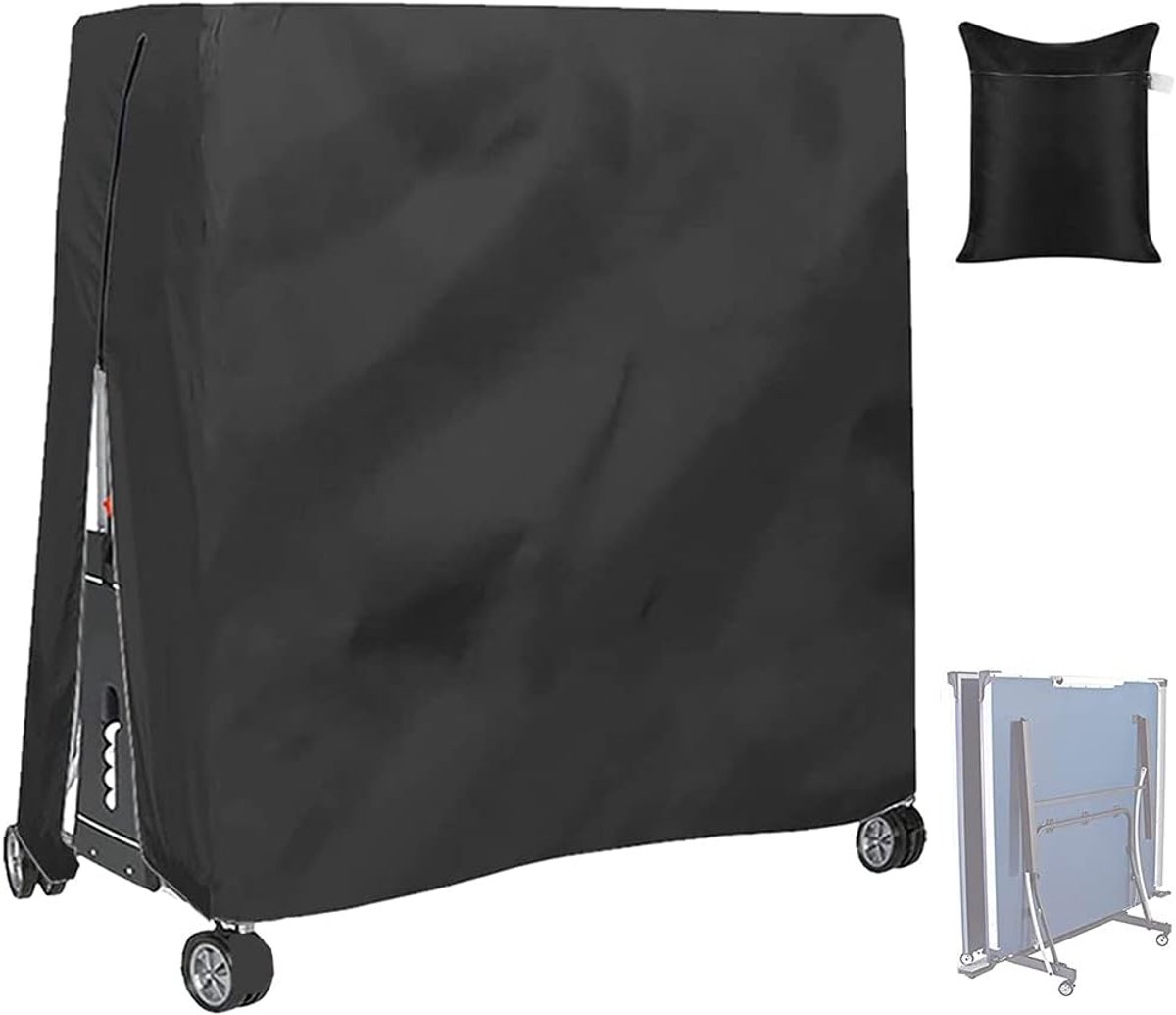 210D Waterproof Table Tennis Table Cover - Table Tennis Table Cover - Waterproof, windproof and UV-resistant - Dustproof - Table Tennis Table Protector - Protective Cover - Foldable Table Tennis Table Cover for Indoor and Outdoor Use - Black - 165×70×185c - Image 1