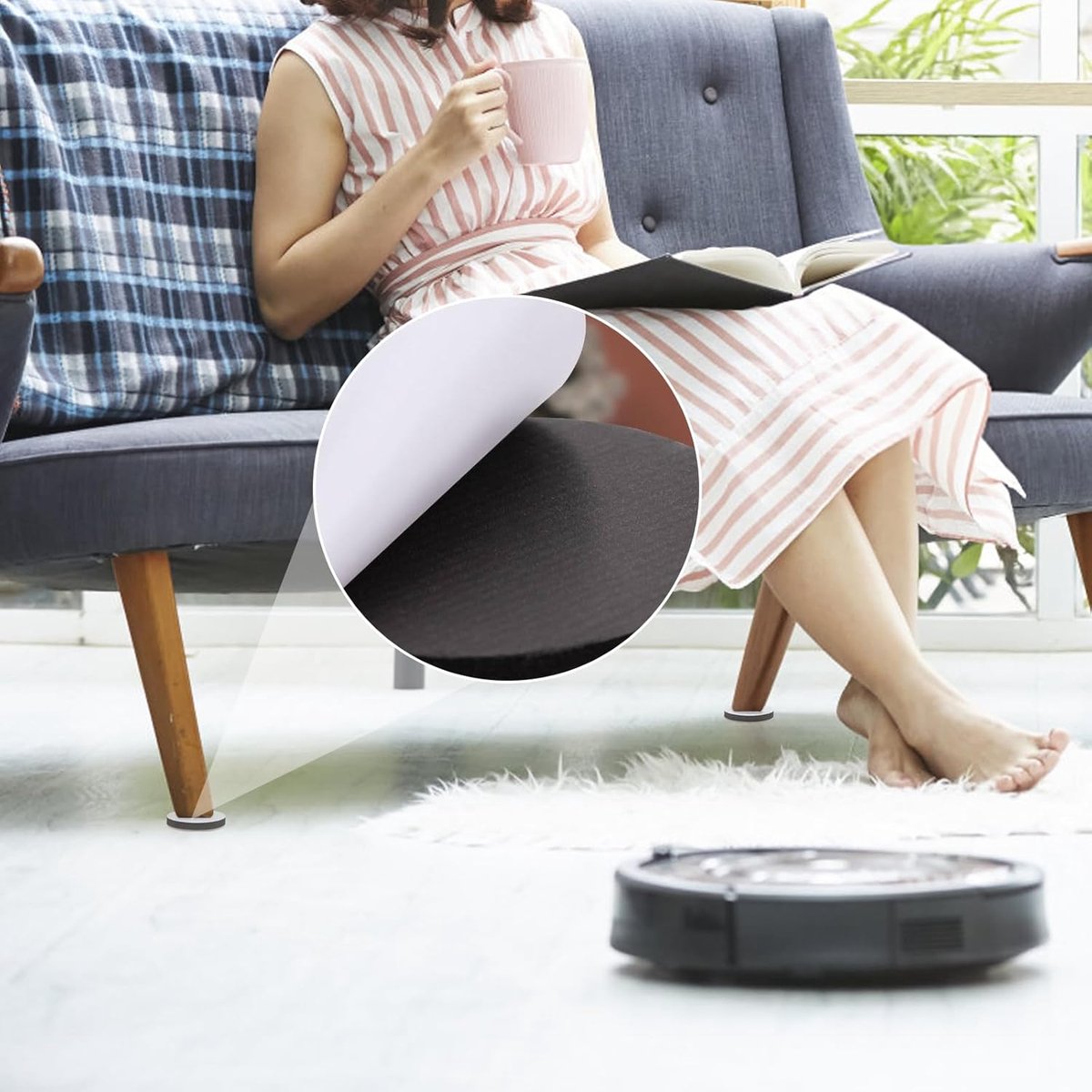 16 pieces - 6*1.65 cm - table leg risers - furniture leg cushions - EVA and felt materials - chair foot pads - self-adhesive furniture risers - table leg cushions - adjustable table heights - crash pads - multifunctional protective pad - Image 3