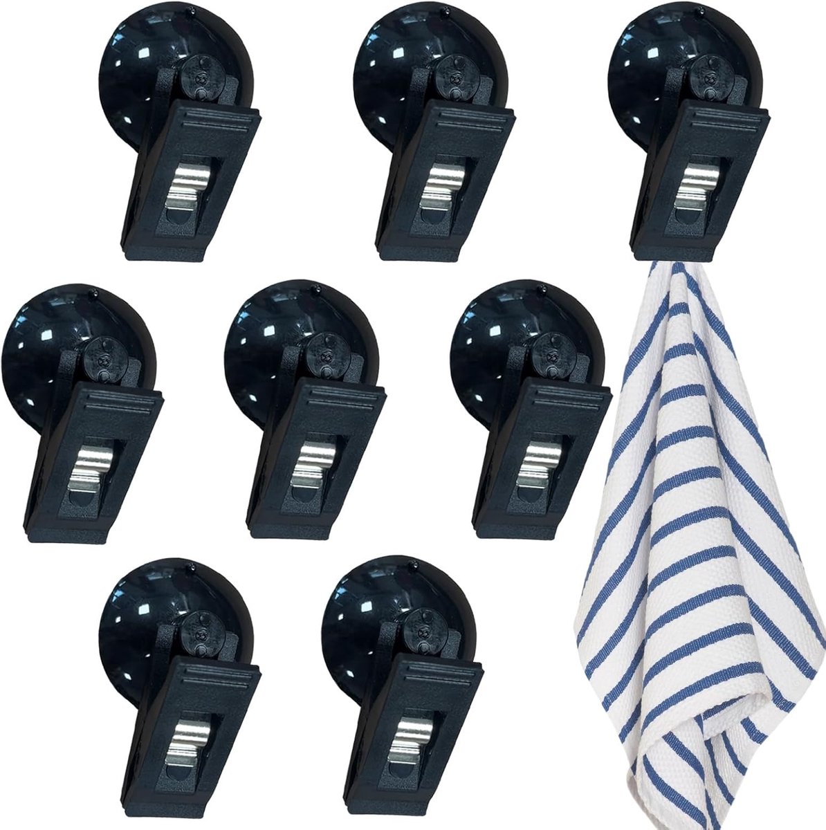 8 pieces - Suction cup clips - Shower curtain clips - Shower curtain clamps - Multifunctional storage clip - Windproof protective clips - shower curtain clips with suction cup - for car sunshades, refrigerator, notes, ticket and photo organization - 30*35 - Image 1