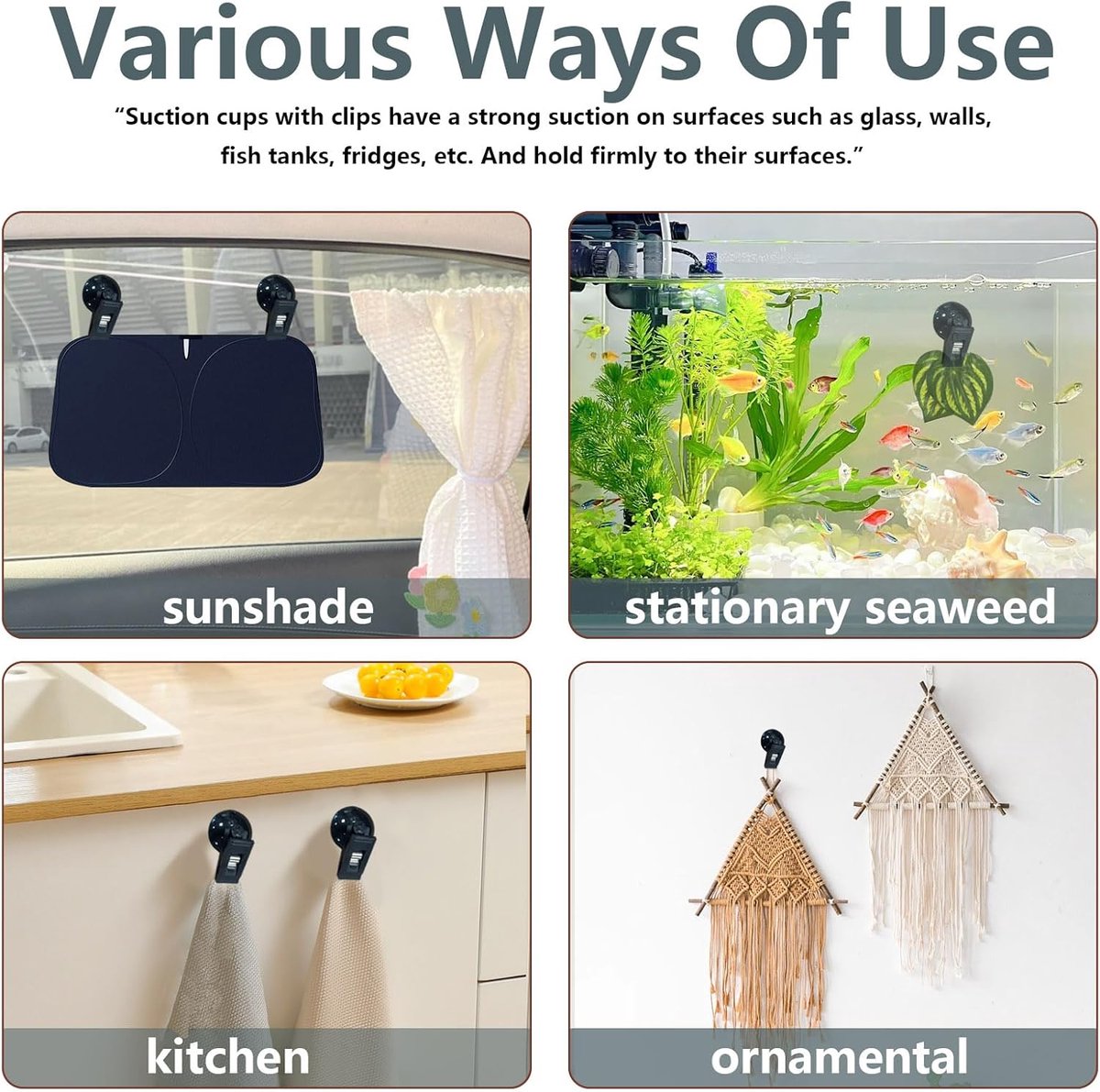 8 pieces - Suction cup clips - Shower curtain clips - Shower curtain clamps - Multifunctional storage clip - Windproof protective clips - shower curtain clips with suction cup - for car sunshades, refrigerator, notes, ticket and photo organization - 30*35 - Image 6