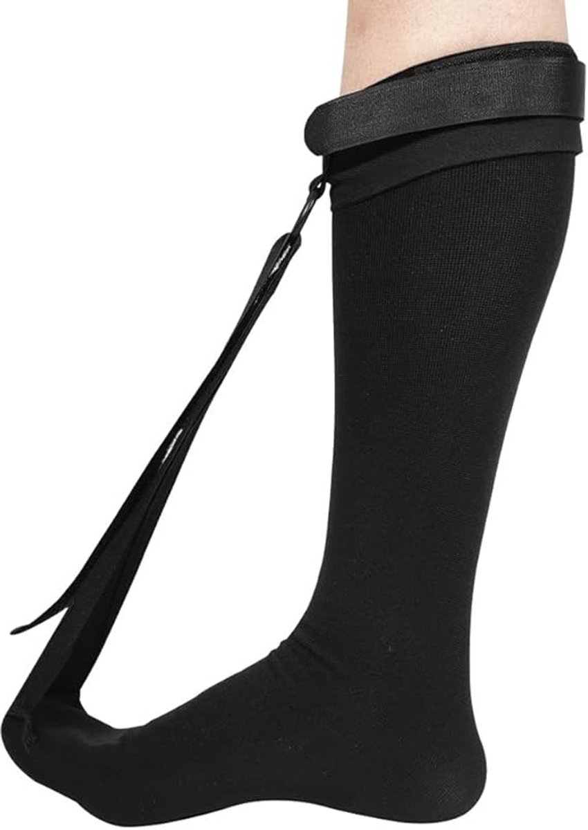 2 Pieces - Plantar fasciitis night stockings - Plantar fasciitis compression stockings - Adjustable - Foot drop support recovery stockings - Foot drop corrector - Super stretch - Black - L - Image 3