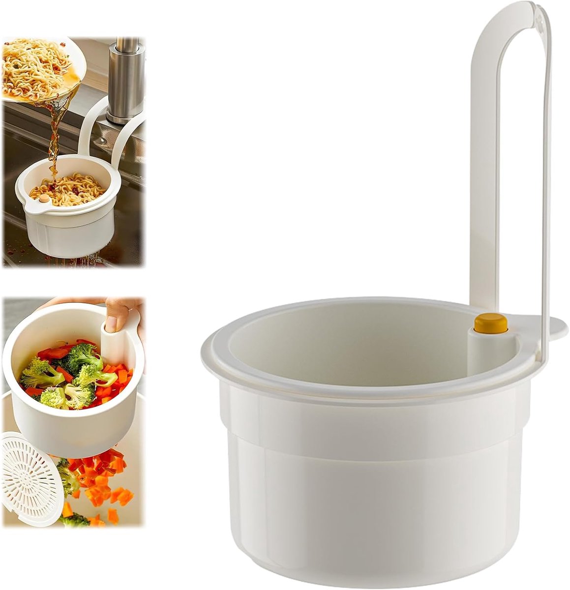 Drain Basket - Drain Filter - Sink Storage Holder - Faucet Hanging Strainer - Sink Drain Basket - Sink Strainer Basket - Sink Food Waste Collection Bin - Sink Trash Can - Plastic Kitchen Sink Strainer - Food Fruit Vegetable Drying Rack - White - Image 1