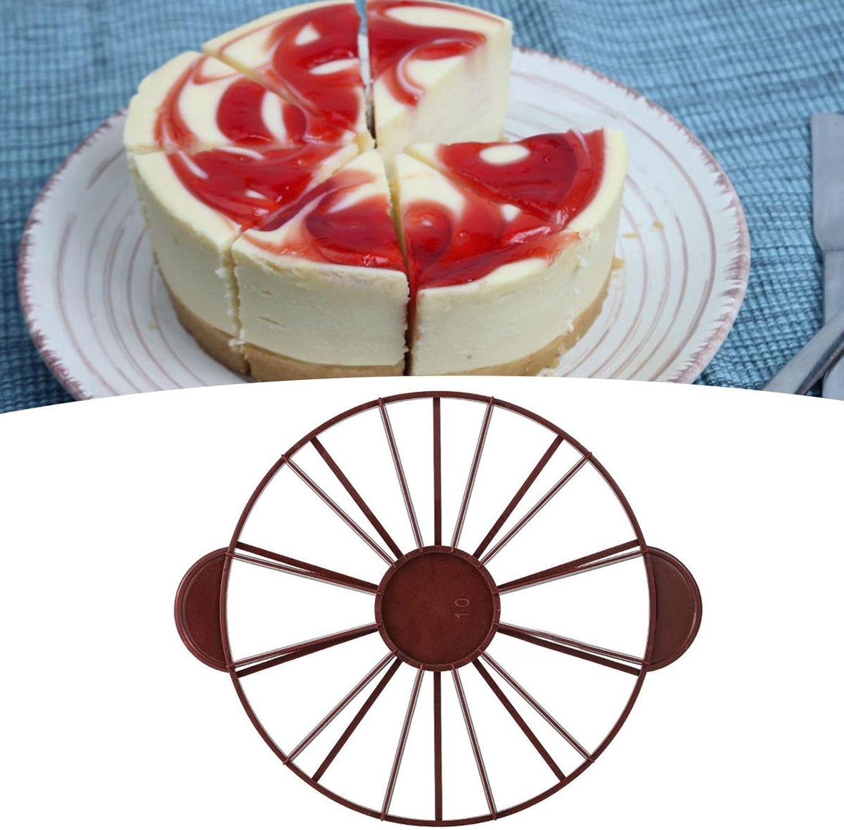 Cake divider - Round cake cutter and cake divider - cheesecake cutter - cake cutter - kitchen tools - Baking supplies - Adjustable - Brown - Image 2