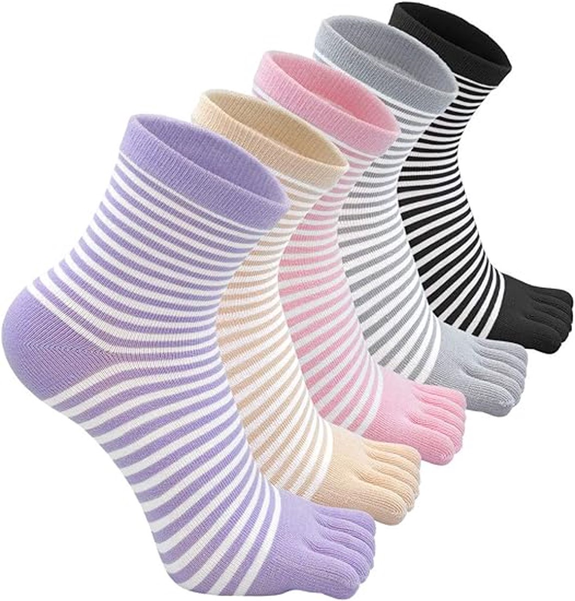 Women's split finger socks - 5 pairs - sports socks - Five Toe Socks - cotton finger socks - Toe socks - women's casual sports socks - Antibacterial - Breathable - women's soft warm socks - Comfortable Socks - Runner Toe socks - Image 1