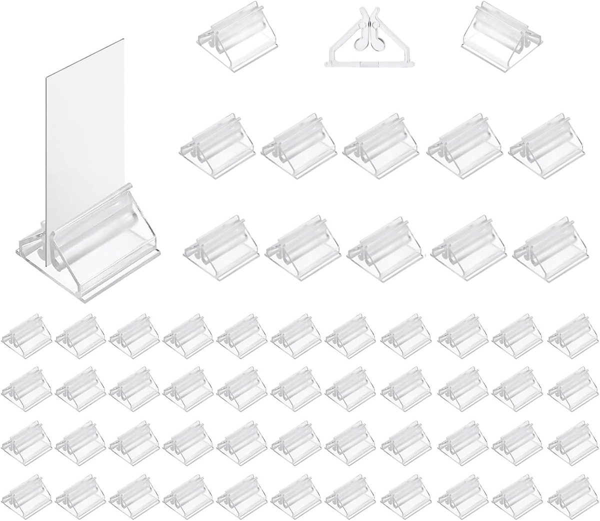 80 pieces - acrylic card holders - acrylic place card holders - reusable - transparent label holders - table menu holders - playing card holders - display stand - photo display - 2*2*1.3 cm - transparent - Image 1