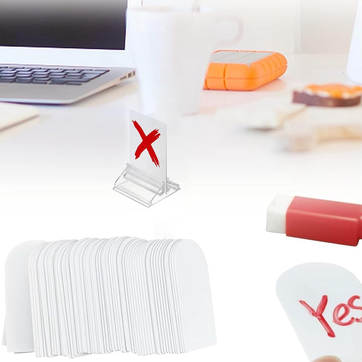 80 pieces - acrylic card holders - acrylic place card holders - reusable - transparent label holders - table menu holders - playing card holders - display stand - photo display - 2*2*1.3 cm - transparent - Image 6