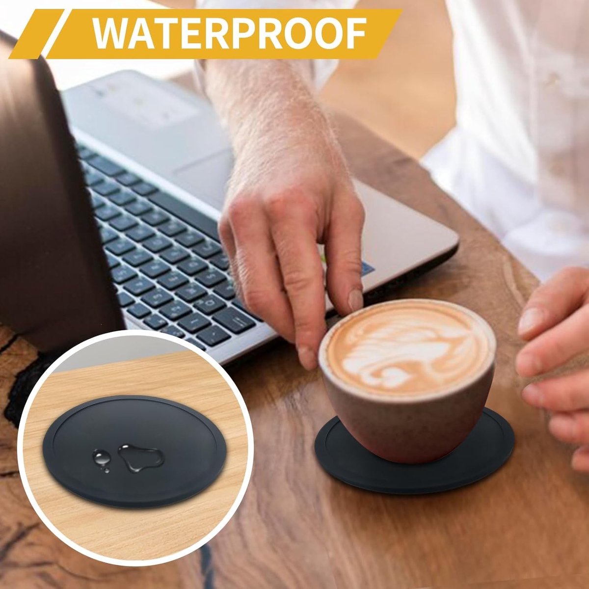 Silicone Coasters with Holder - Set of 20 - Coasters for Glasses - Coaster Set - Non-Slip Black Round Coasters - Insulated Coasters - Absorbent and Heat Resistant - for Bars, Cups, Glasses, Gifts, Table Decorations, Vases - Image 3