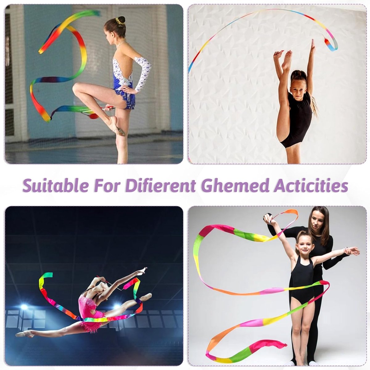 pieces - Ribbon dance sticks - 2 m - Dance rainbow streamers - 30cm long stick - ribbon dance staff - rhythmic gymnastics ribbon staff - ribbon sticks - rhythmic gymnastics ribbons - for artistic dance flags, talent shows and training equipment - gradient - Image 6
