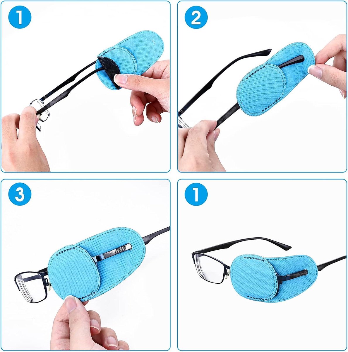 Pack of 12 Eye Patches for Glasses - Reusable Glasses Cases - Non-woven Fabric Eye Patches for Adults and Children - Suitable for lazy eye and strabismus - Left and Right Eye Patch. - Image 6