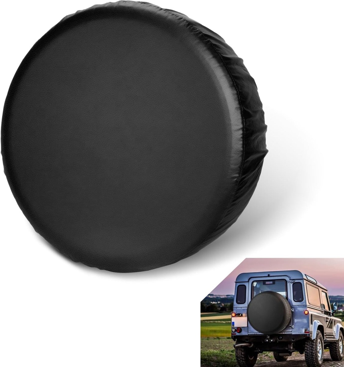Tire cover - 14 inch - Tire covers - Spare tire cover - Tire dust cover - Spare wheel dust cover - Car tire protective cover - Spare wheel protective cover - Tire storage cover - PVC leather - Dust cover - suitable for tire diameters 65-69 cm - Black - Image 1