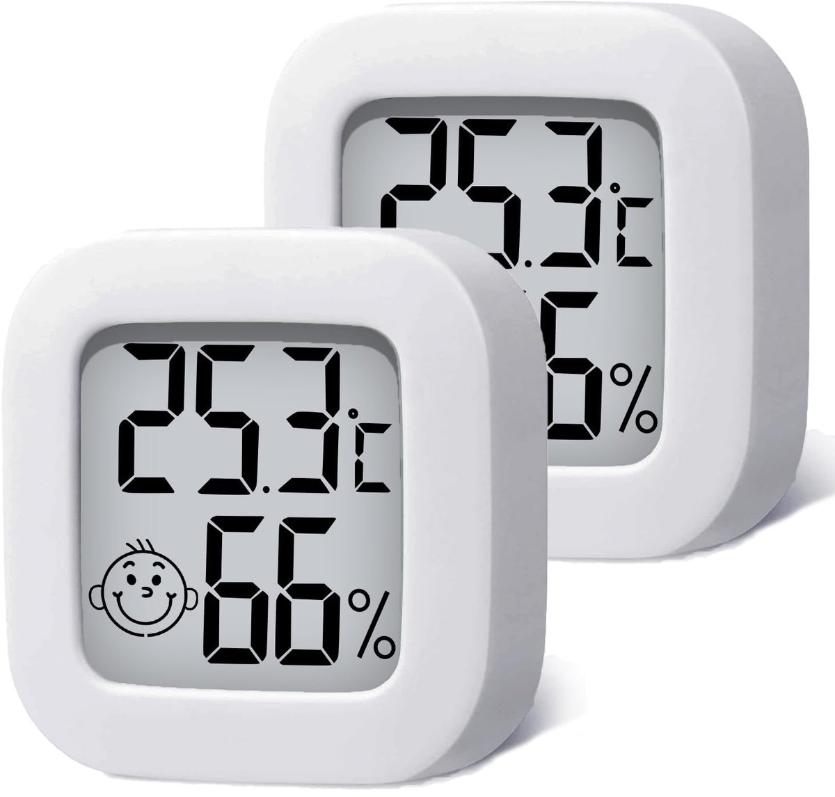 2 pieces - Mini digital indoor thermometer - Weather station - Thermometer - Highly accurate temperature monitor - Indoor thermometer - Hygrometer - Thermo-hygrometer - Comfort level indicator - White - Image 1