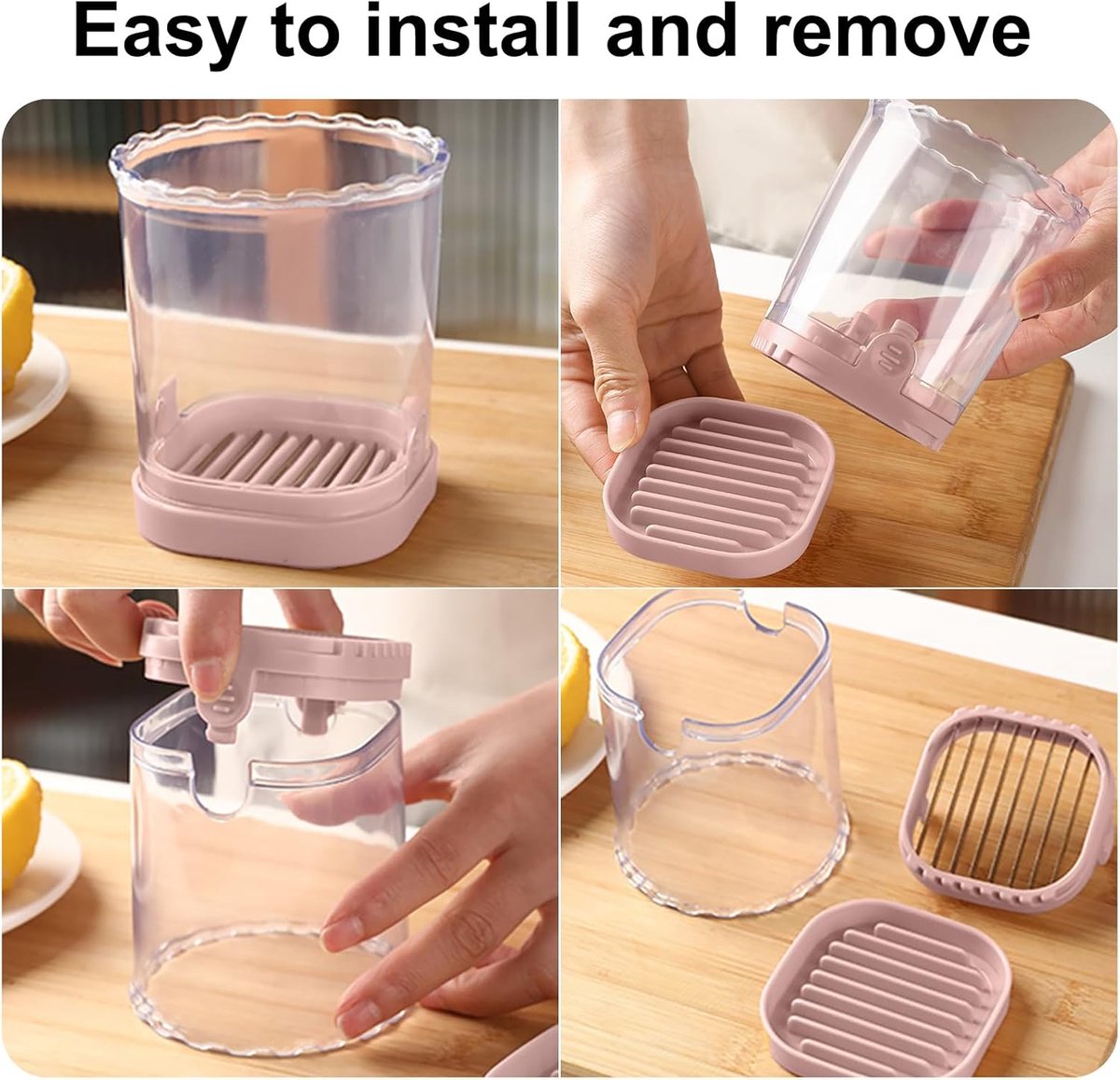 Fruit slicer - Multifunctional slicer - Fruit slicing cup - Grape slicer - strawberry slicer - fast banana, grape and egg cuber - Kitchen Tool - kitchen utensils - portable kitchen tool - Pink - Image 5