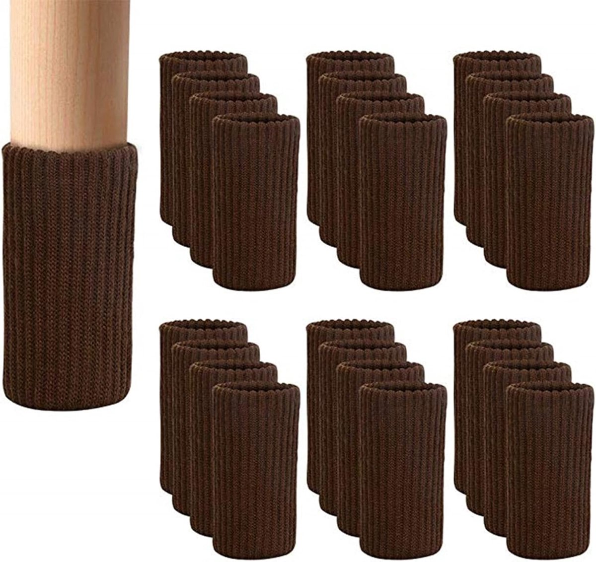 24 pieces furniture leg socks - Chair socks - brown furniture socks - chair leg floor protectors - Chair Leg Felt Pads - high elastic chair leg covers furniture caps set - easy to move and reduce noise - Furniture Leg - Anti-slip mat - Image 1
