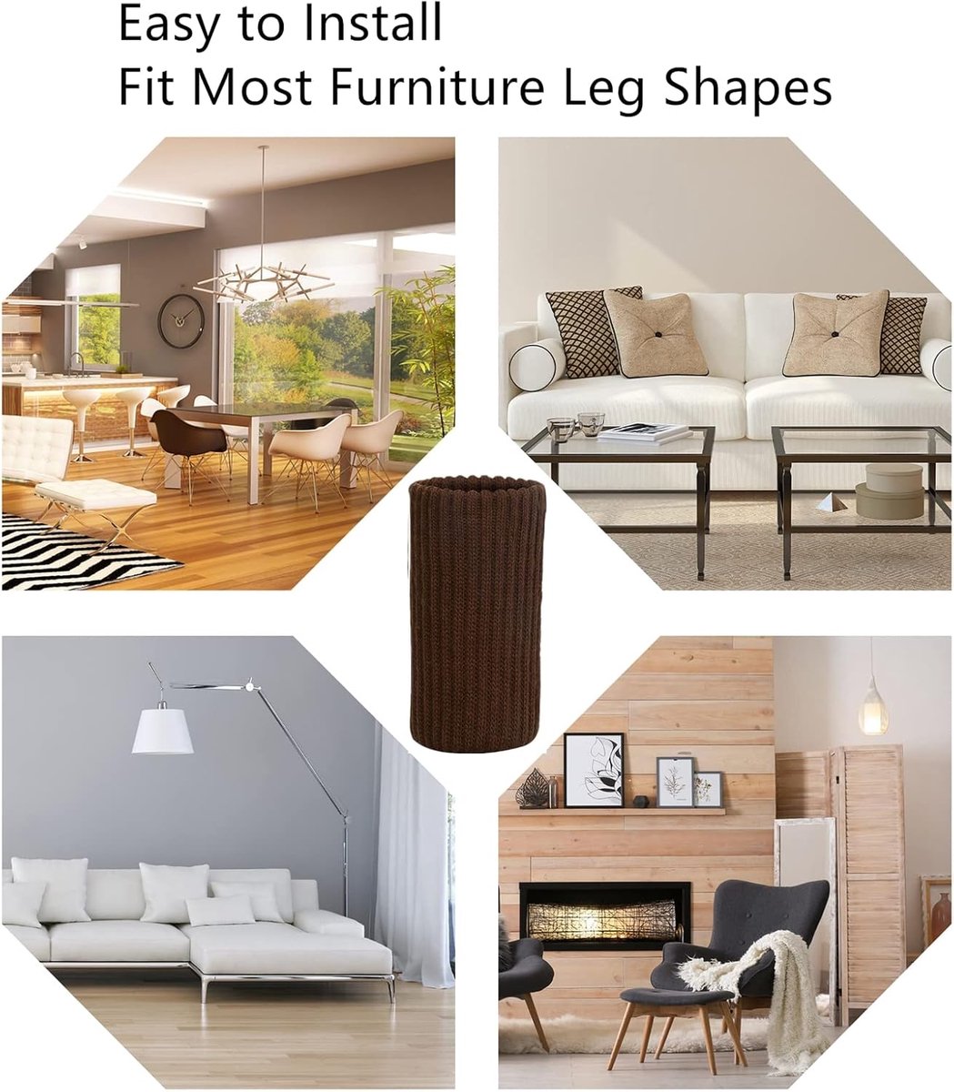 24 pieces furniture leg socks - Chair socks - brown furniture socks - chair leg floor protectors - Chair Leg Felt Pads - high elastic chair leg covers furniture caps set - easy to move and reduce noise - Furniture Leg - Anti-slip mat - Image 6