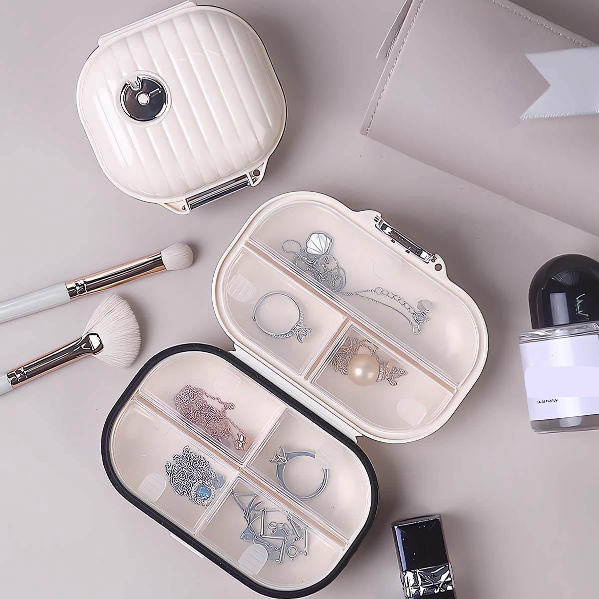 2-Piece 7-Day Pill Box - travel medicine boxes - 7-day medicine box - Medicine box with sturdy closure - Pill box - waterproof - for pills, storage, sorting and more - Pill boxes with 7 compartments - Portable - Large+Small - Image 2
