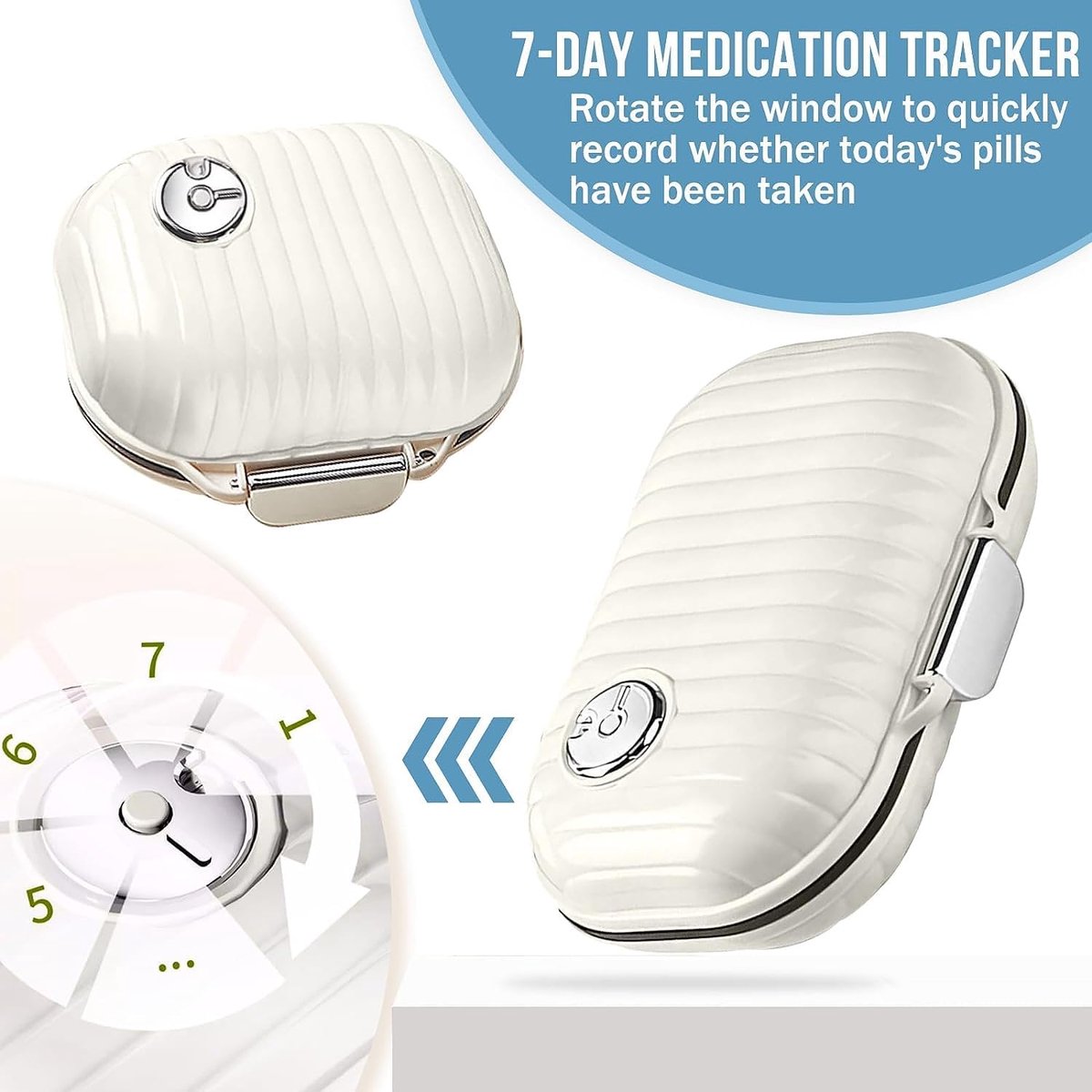 2-Piece 7-Day Pill Box - travel medicine boxes - 7-day medicine box - Medicine box with sturdy closure - Pill box - waterproof - for pills, storage, sorting and more - Pill boxes with 7 compartments - Portable - Large+Small - Image 4