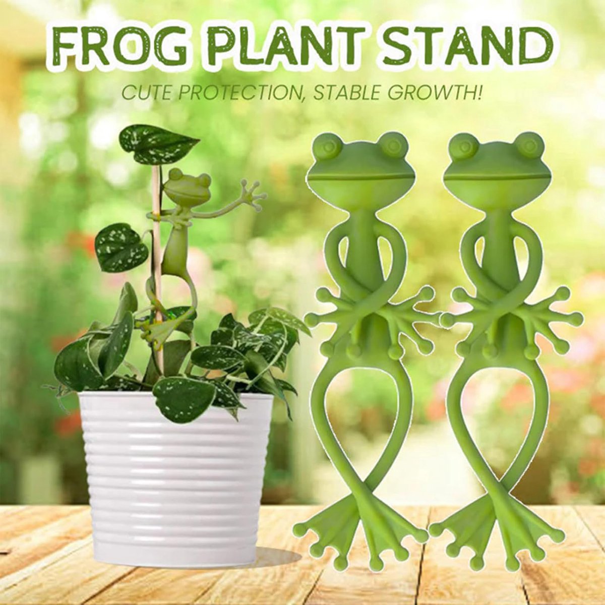 5 Pieces - Frog Plant Stand - Plant Support - Green Frog Plant Supports - Cute Frog Flowerpot Hugger Plant Climbing Fixture Clips - Freestanding - Animal Figurines Planter Pot Hanger Decorations - Image 3