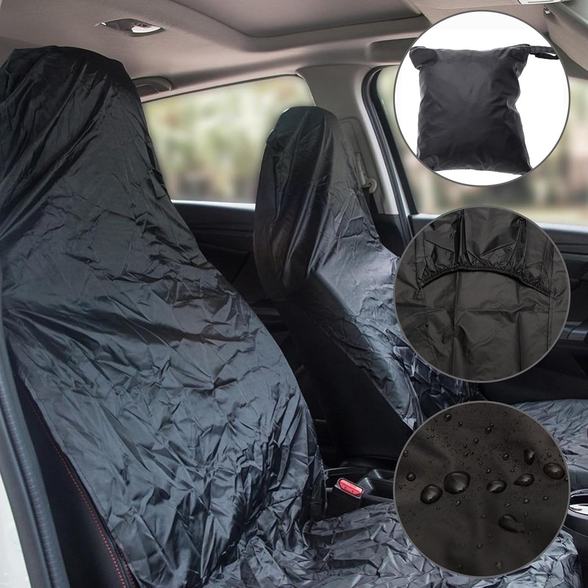 2 pieces - Car seat covers - Seat cover - Universal truck seat cover - Universal car seat covers - Waterproof - Front seat cover - dust cover - with storage bag - 138*56 cm - black - Image 4